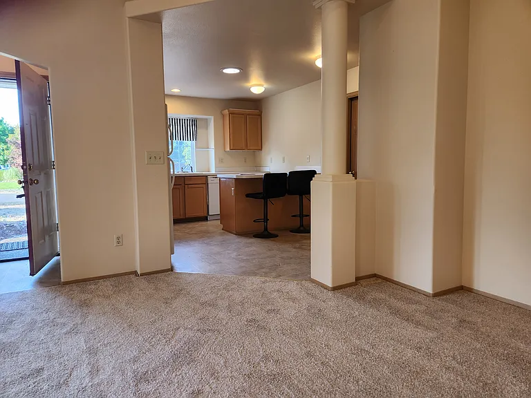 From great room to eating bar and kitchen