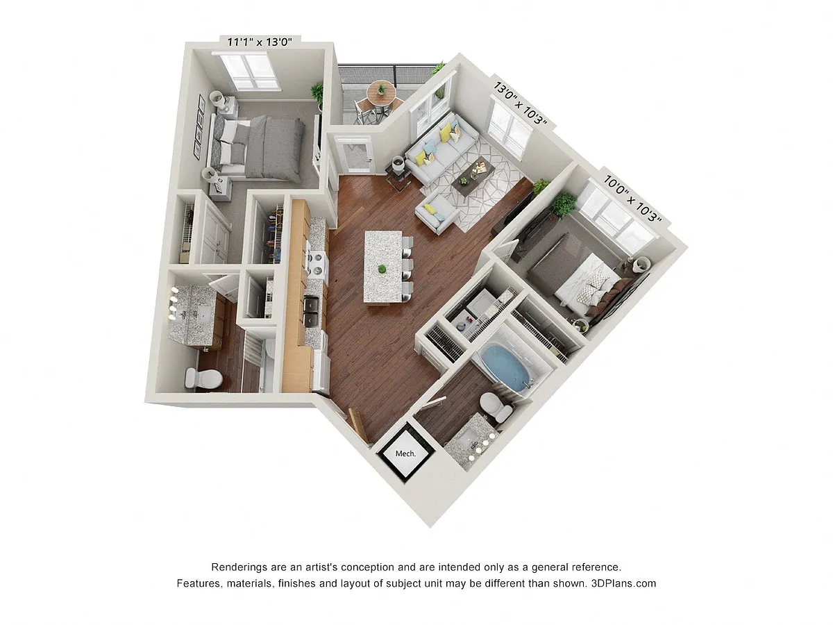 Floor plan Two Bedroom - 2E