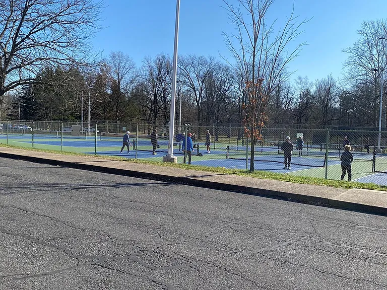 Pickle-Ball and tennis court in front of the house
