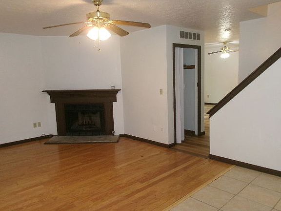 Living Room with wood burning fireplace