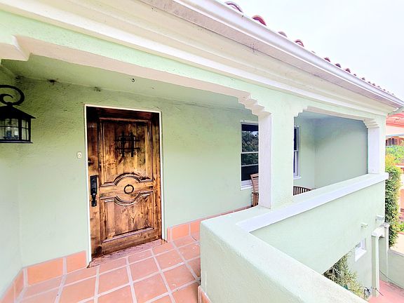 Solid wood door and front porch