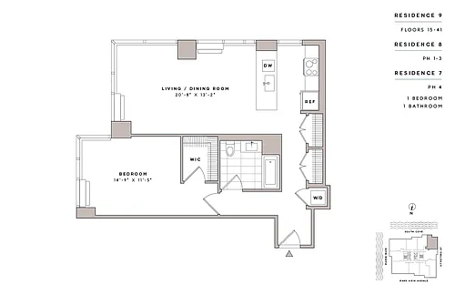 Floor plan 1 Bed1 Bath-A23