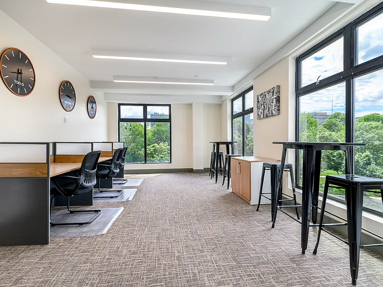Gorgeous business center. Work from home with park views!