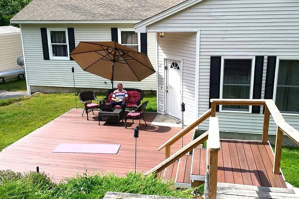 enjoy coffee on front deck