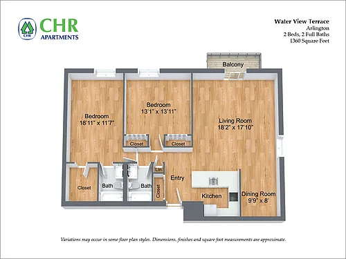 Floor plan 2 Bed/2 Bath Extra Large with Balcony