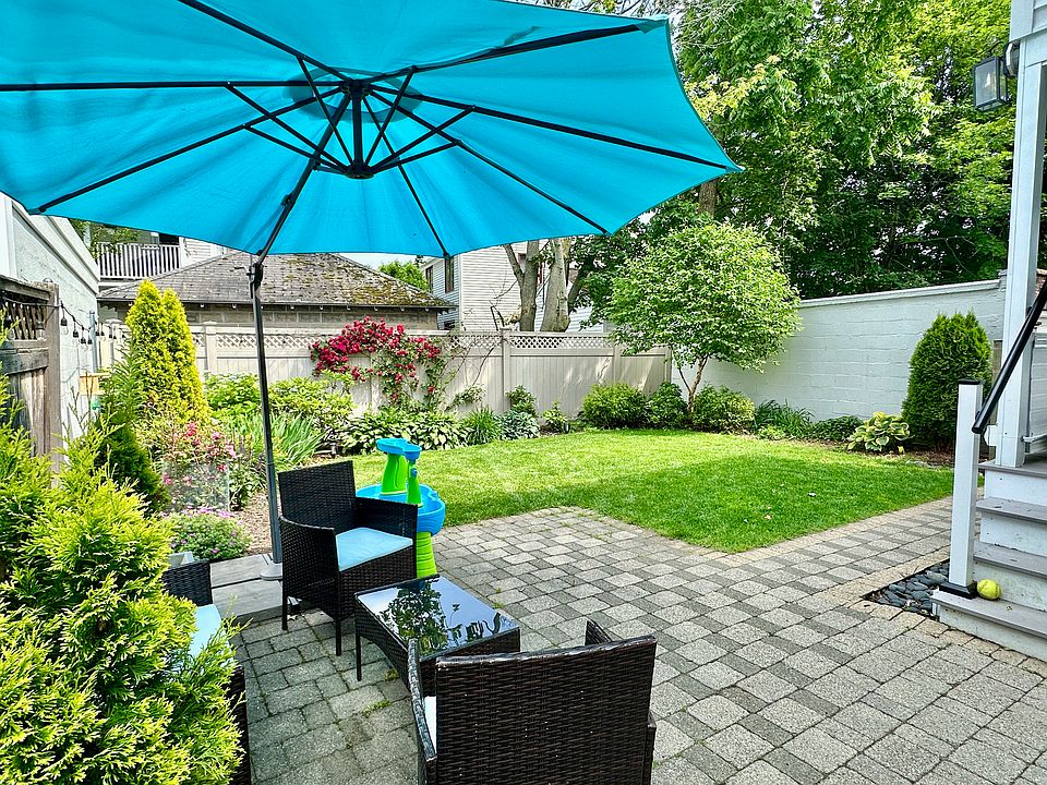 View of the backyard from the patio.