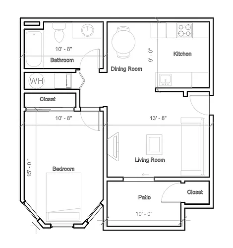 Floor plan 1 Bedroom With Washer & Dryer