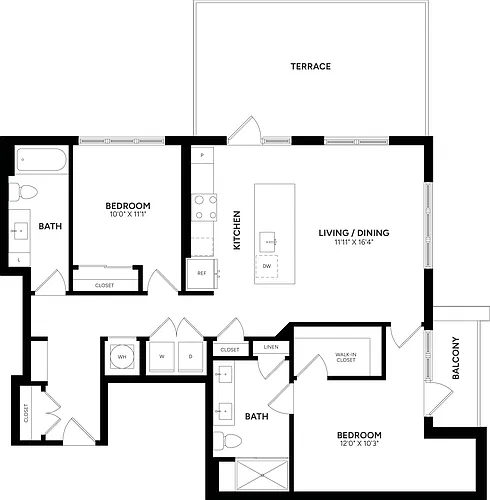 Floor plan 2 Bed/ 2 Bath-C11a
