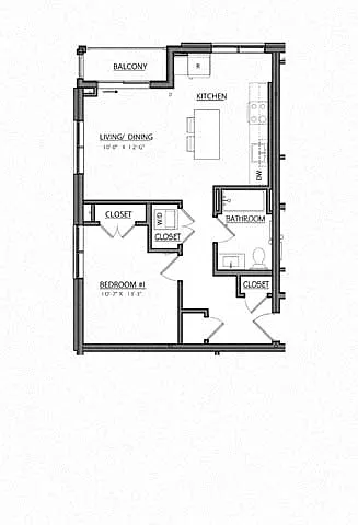 Floor plan Block A1F | 1 Bed | 1 Bath
