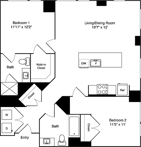 Floor plan 2 Bedroom B