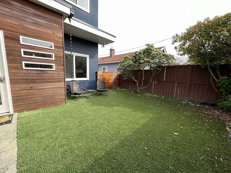High quality artificial grass yard with excellent drainage.