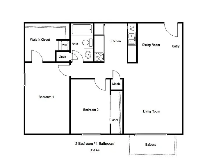 Floor plan 2 Bedroom Unit