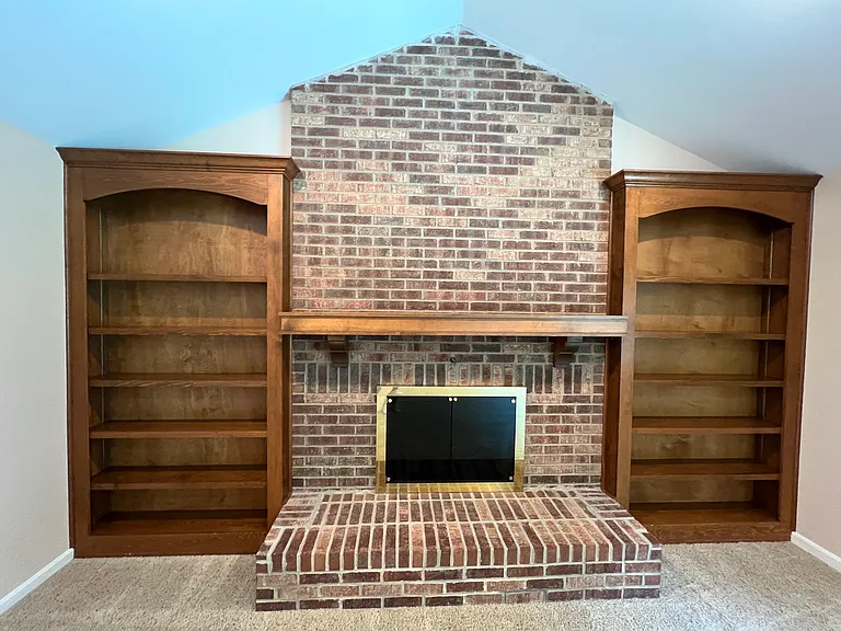 Fireplace and built-in bookcases