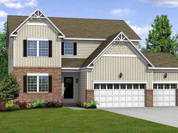 Elevation G Opt Victorian Inspired Facade, Porch, 3-Car Garage Doors