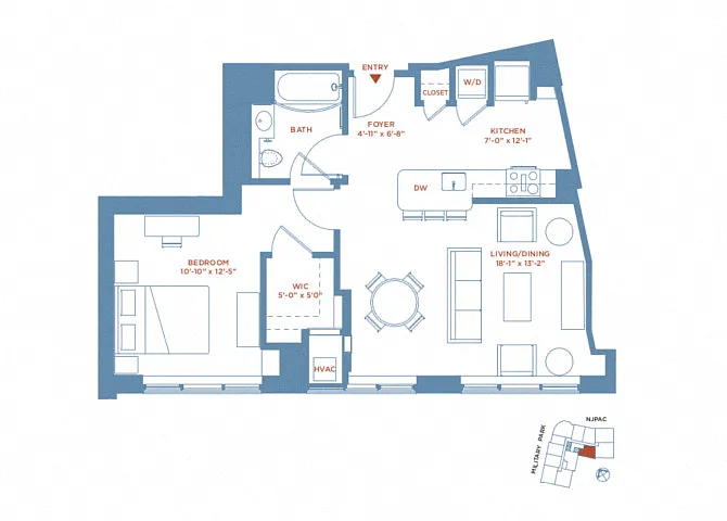Floor plan 1 Bed/1 Bath