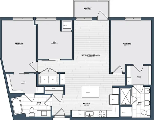 Floor plan 2 Bed/2 Bath Den-BD4-1