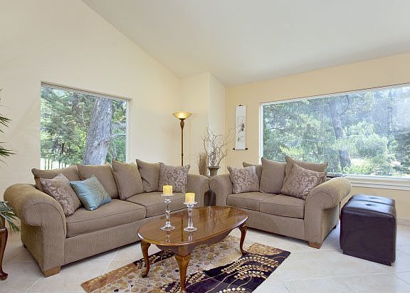 Living room with tree views