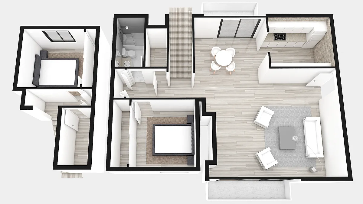 Floor plan Two Bed ~ Two Bath Townhouse