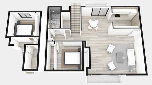 Floor plan Two Bed ~ Two Bath Townhouse