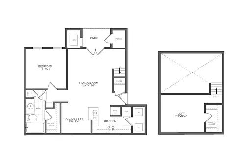 Floor plan 1 Bed/1 Bath Loft-AL1