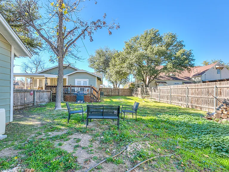 Backyard with shared, fenced in space.