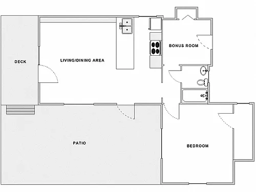 Floor plan 1 Bed / 1 Bath: Type B