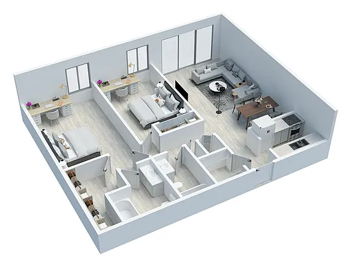 Floor plan 2 BD 2 BA