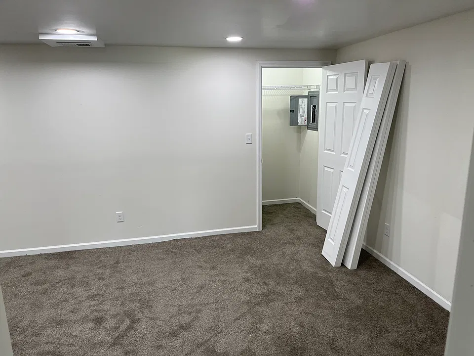 Living area, large storage / coat closet