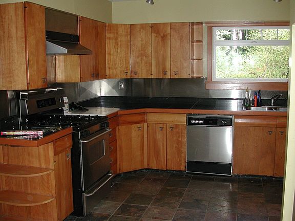 stainless, slate and wood