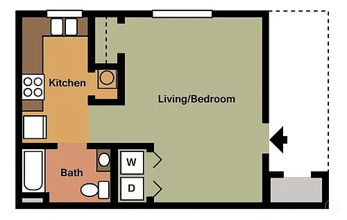 Floor plan Studio - 1Bath