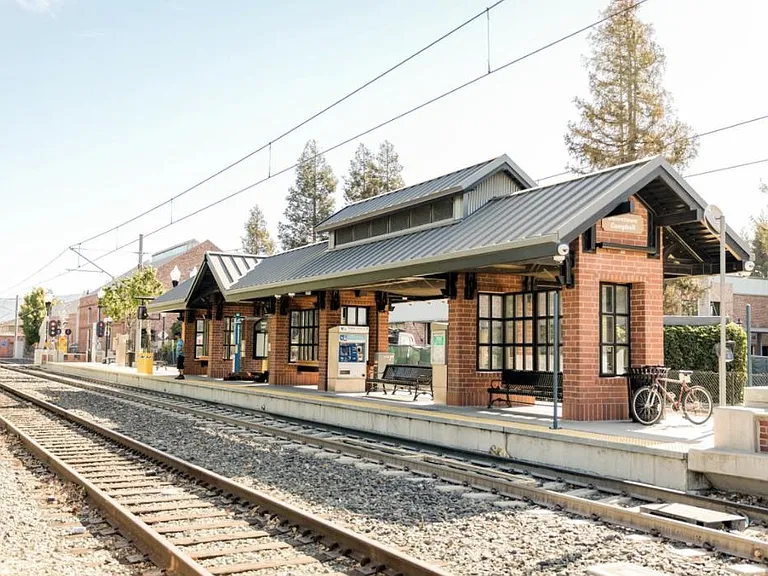 Light Rail Station, just one block from the Down Town Strip
(Still in the Heart of Downtown). Takes you the grocery store, to Downtown San Jose, to the SJ Convention Ctr, to a Sharks game/Concert at the SAP Center