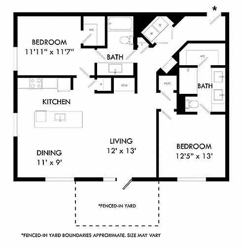 Floor plan Music Row with Fenced-in Yard