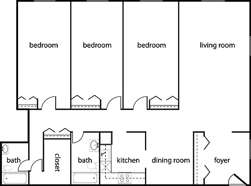 Floor plan Three-Bedroom