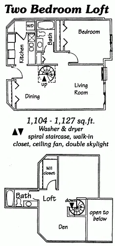 Floor plan 2 Bedroom 2 bath Spiral Loft