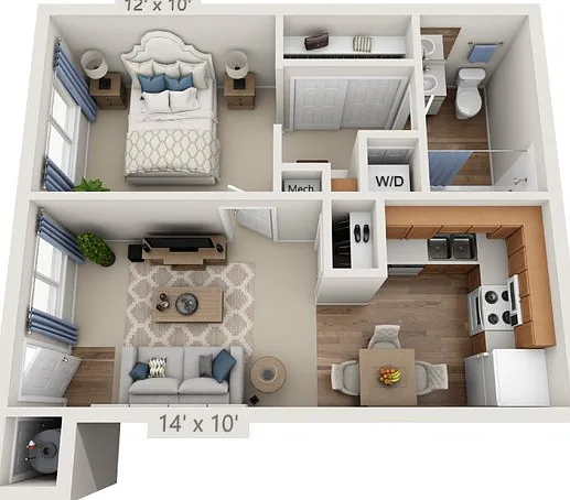 Floor plans are artist's rendering. All dimensions are approximate. Actual product and specifications may vary in dimension or detail. Not all features are available in every apartment. Prices and availability are subject to change. Floor plans are artist