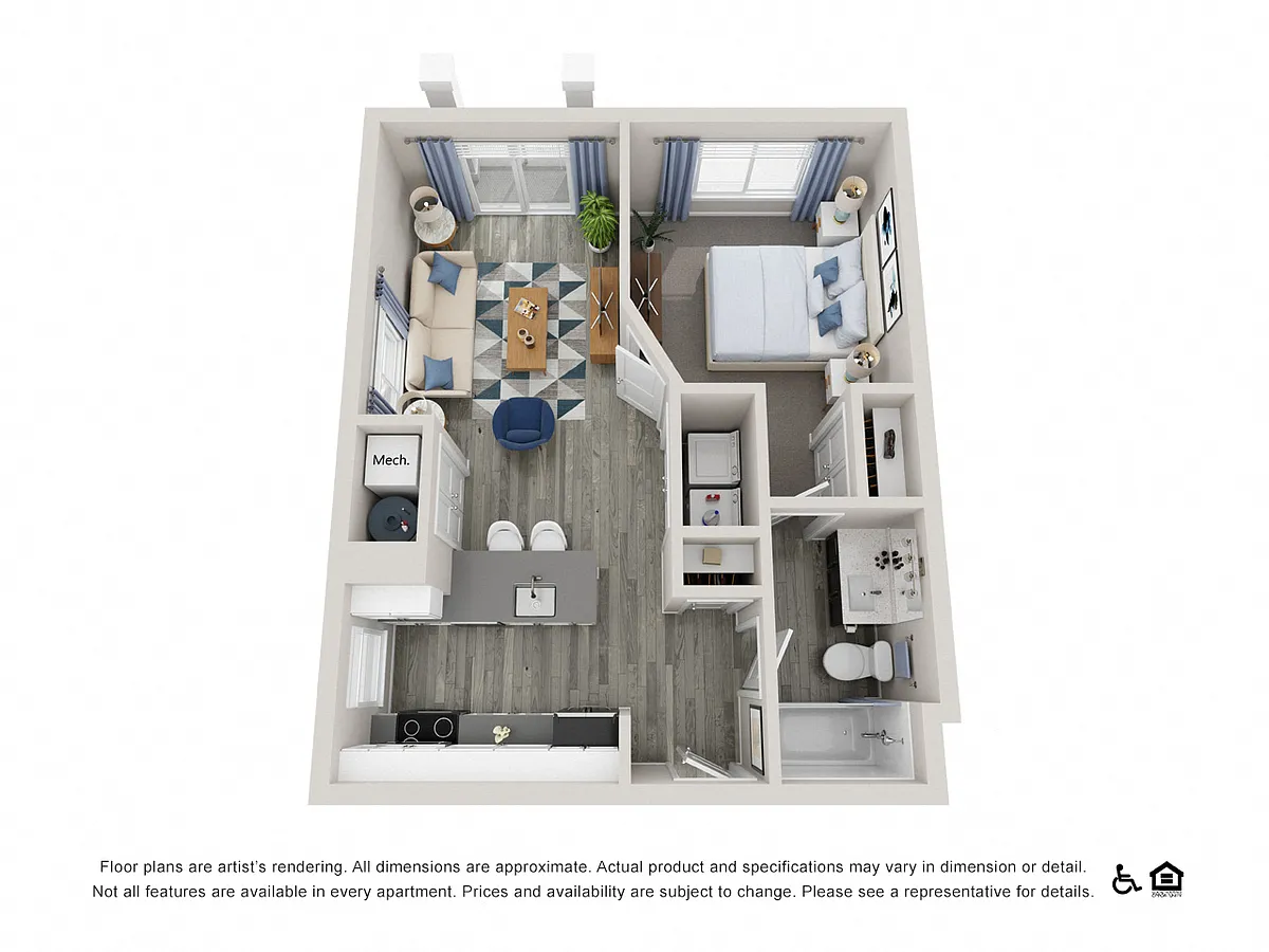 Floor plan 1 Bed - 1 Bath