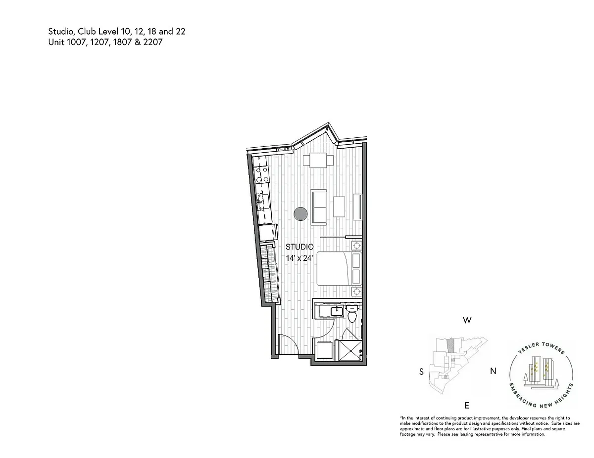 Floor plan Studio 1 Bathroom