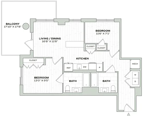 Floor plan 2 Bed/2 Bath - Alula - C02a