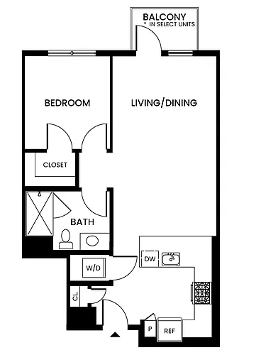 Floor plan 1 Bed/1 Bath-A5