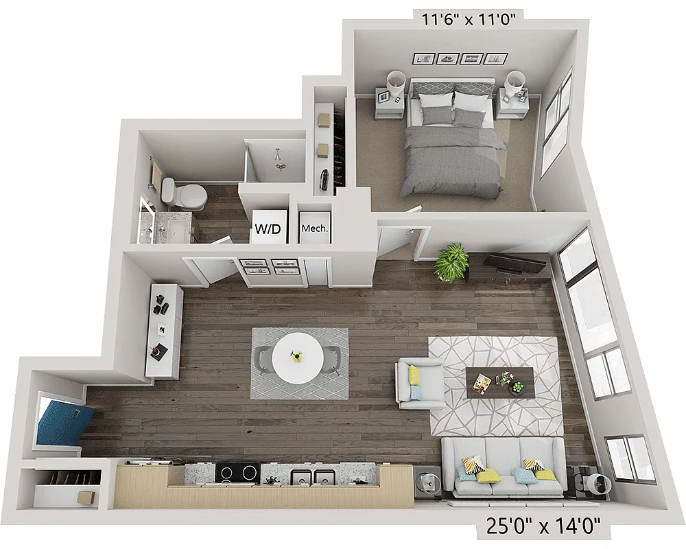 Floor plan One Bedroom A1Q