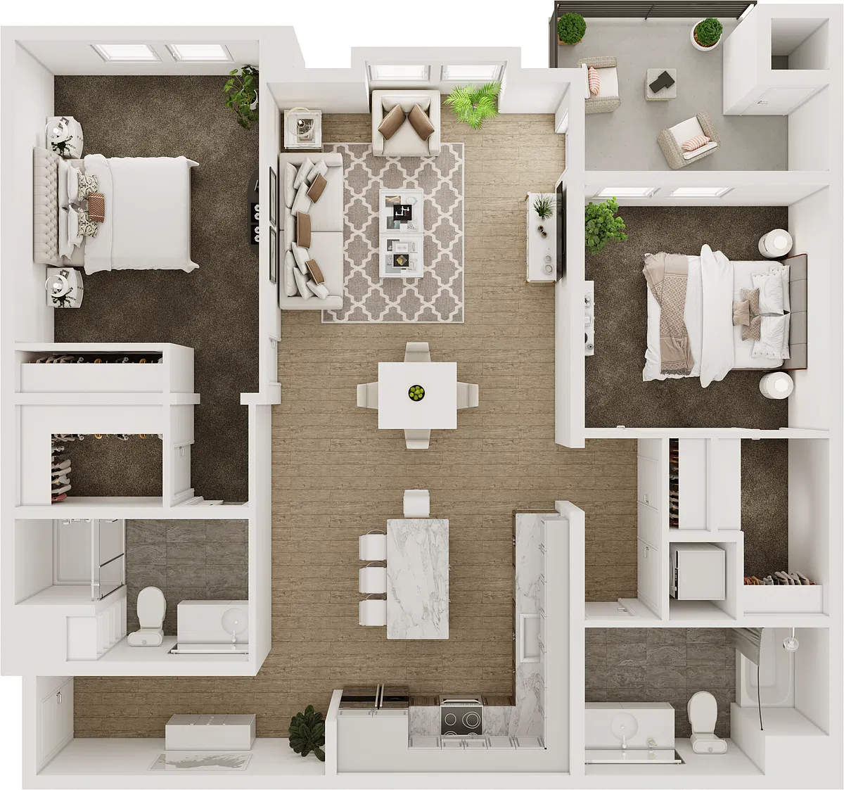 Floor plan 2BD, 2BTH B6