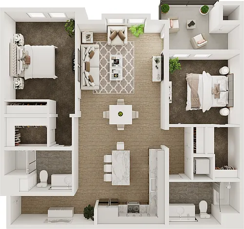 Floor plan 2BD, 2BTH B6