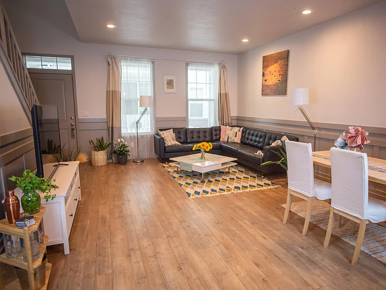 Living and dining areas