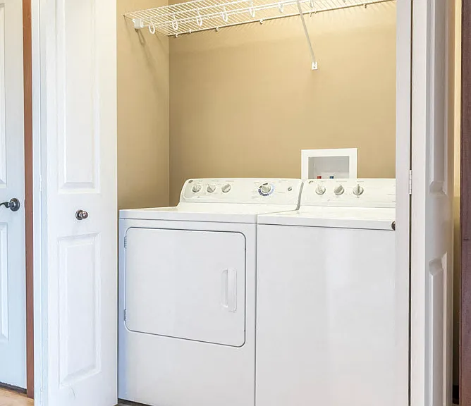 Every apartment includes a washer and dryer, with select homes offering full-size styles.