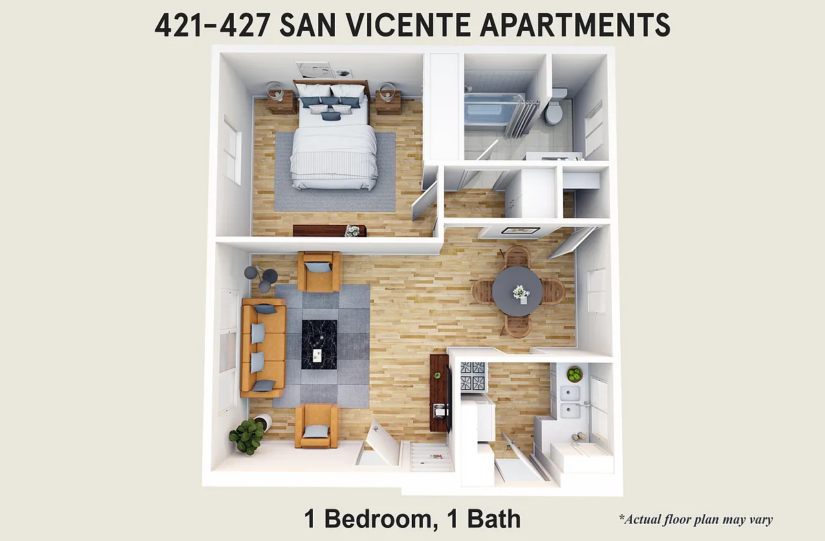 Floor plan 1 Bedroom, 1 Bath