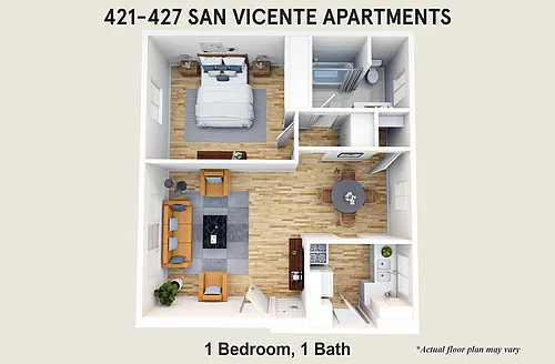 Floor plan 1 Bedroom, 1 Bath