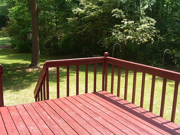 Large freshly stained deck