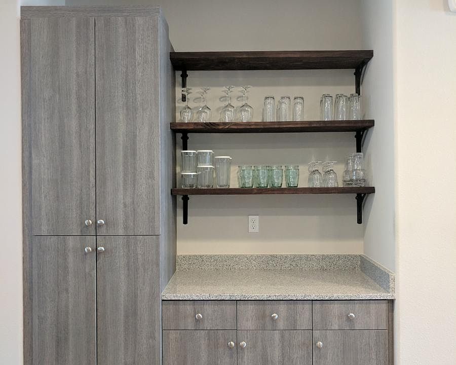 Pantry and floating bar cabinet