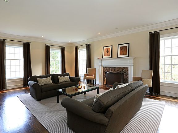 Spacious living room with fireplace