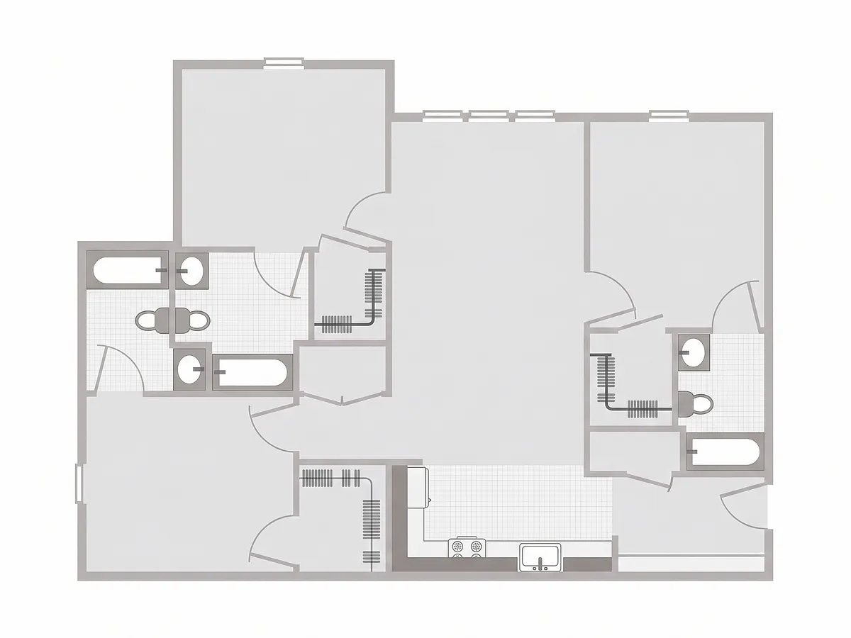 Floor plan 3BR/3BA - Unfurnished